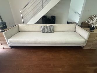 Modern White Fabric Sofa with Metal Legs