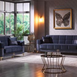 2PC Futon Sofa & Loveseat-(3 Colors Available)