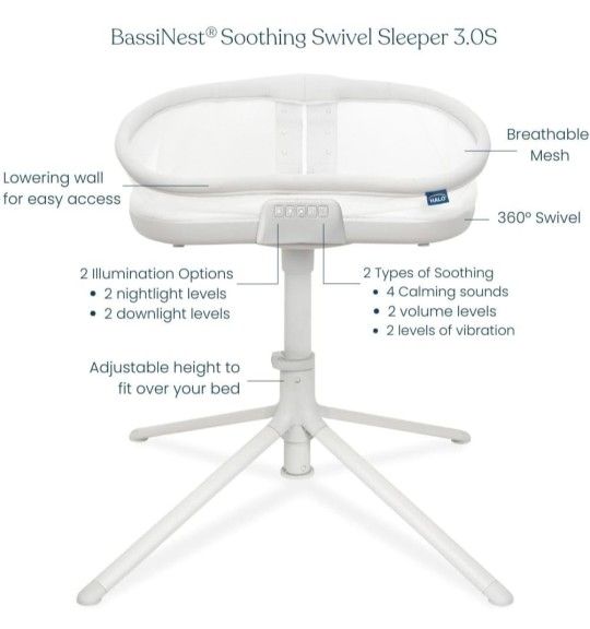 HALO BassiNest Soothing Swivel Sleeper – Over Bed Baby