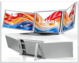 Laptop Screen Extender, 14" FHD 1080P IPS Laptop Monitor Extender, 315° Rotation Triple Portable Monitor for 13.5" -16.5" Laptops, Type-C/HDMI/USB-A P