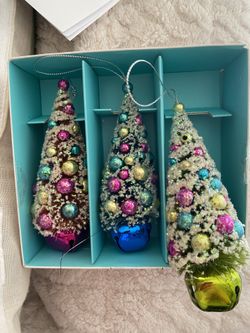 Flocked tree ornaments with large bell
