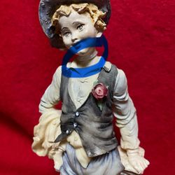 9 inch Painted Alabaster Boy Figurine Imported  From Greece (Repaired Read Description & View Photos)