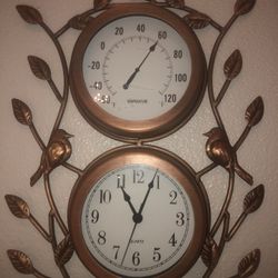 ~ Beautiful Bird Clock & Thermometer ~