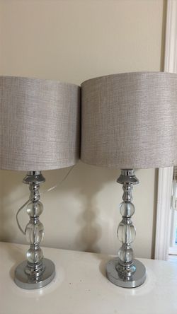 Pair of Crystal and Chrome Table Lamps