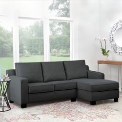 New Modern 85” Dark Gray Sectional Sofa with L-shaped Chaise from Abbyson 