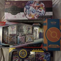 Pokémon Sealed Collection Lot (Jolteon VMAX, Prismatic Evolutions Figure, Paldea Chest, 2025 Holiday)