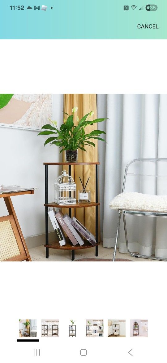 3tiers Rustic Wood Corner Shelf