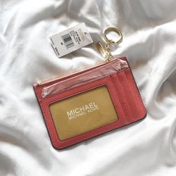 NWT Michael Kors Jet Set Travel Small Coin Pouch With ID Slot (Leather) in Grapefruit 🍊