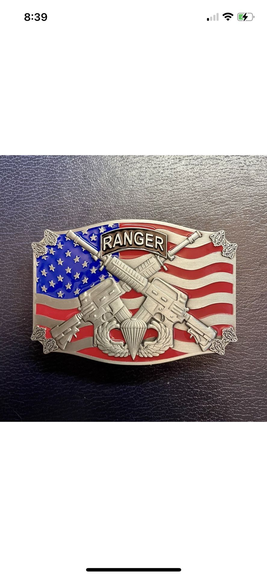 Vintage US ARMY AIRBORNE RANGER Pewter Belt Buckle 1999 EEInc B0110