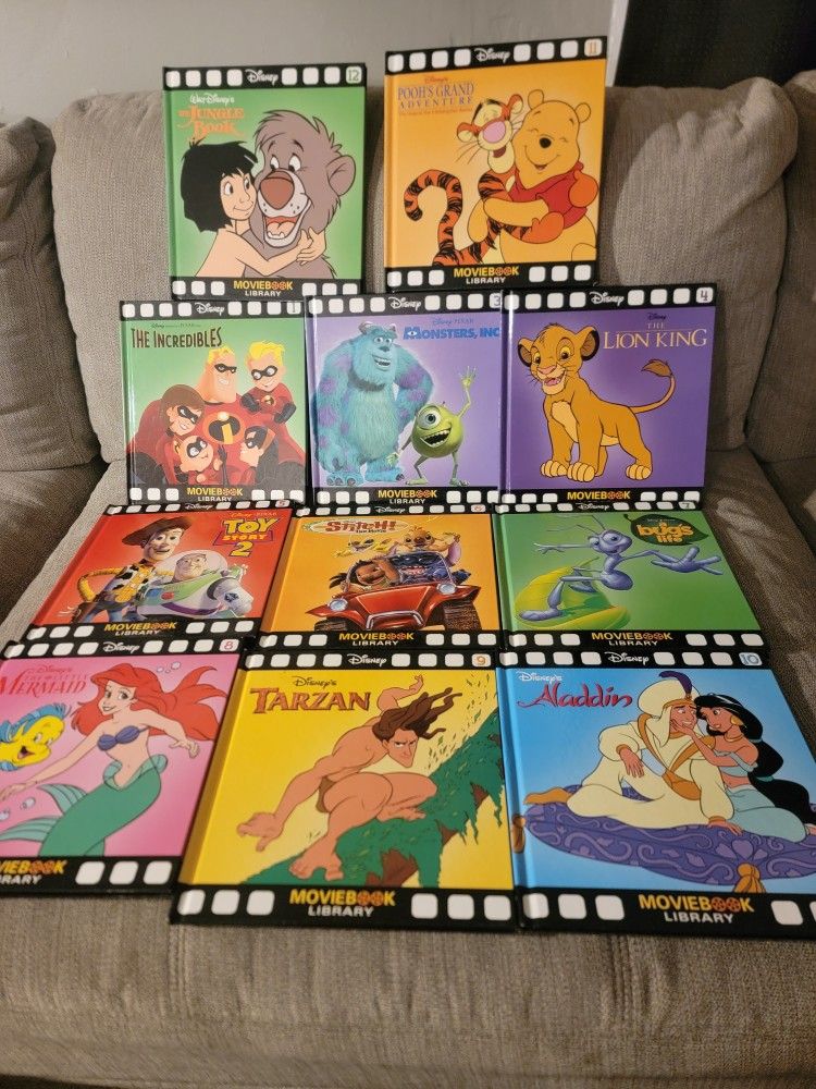 Collection of 11 Hardcover Books from Disney Movie Book Library Series. Excellent Condition.