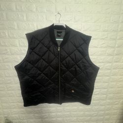 Dickies Quilted Black Work Vest 3XL Heavyweight Lined Zip Jacket Mens 3X