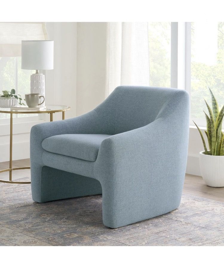 Curvy Accent Chair, Soft Blue, New