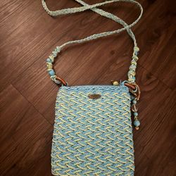 Cappelli Straworld Blue and Yellow Woven Crossbody Bag