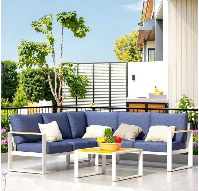 Aluminum Patio Set Aluminum Patio Sofa Set Aluminum Patio Couch 5 Inch Thick Cushions In The Box Aluminum Patio Sofa 🆕