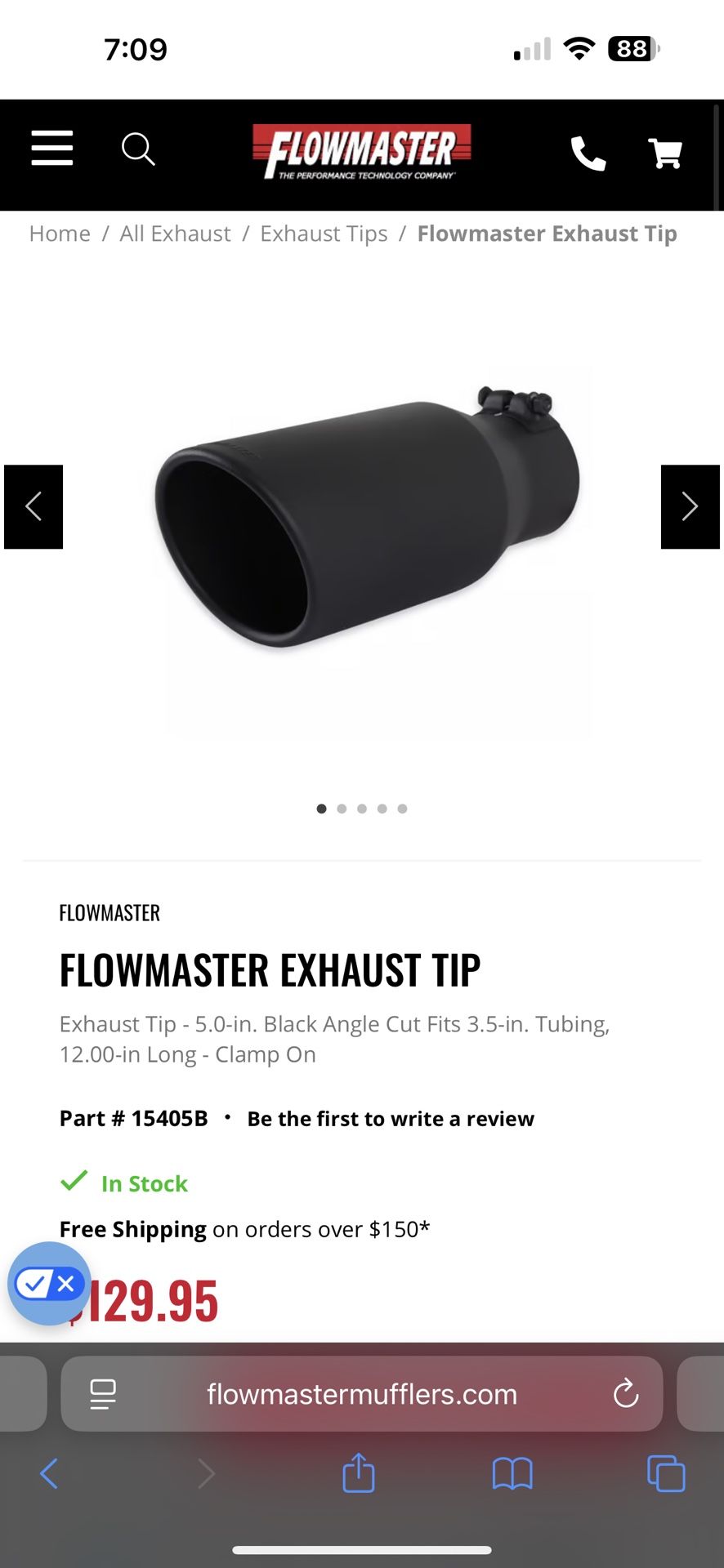 Flow Master Exhaust Tip Never Mounted