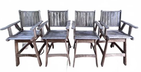 Set of 4 Jensen Leisure Premium Ipe Wood Outdoor Bar Stools Patio High Counter Dining Armchairs