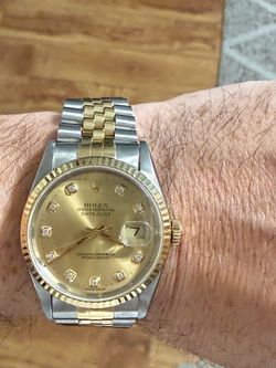 Rolex datejust two tone 18k gold watch