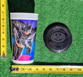 Vintage 1992 Batman Returns Plastic Coke Cup McDonald’s+Frisbee Batdisc Top EUC