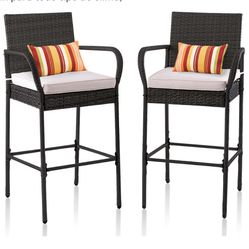 Outdoors Wicker Bar Stool Set Of 2