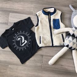 Gap shearling vest jacket size 2T & Whistle and Flute T-shirt 2T