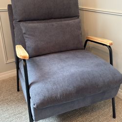 Upholstered Corduroy Chair with Ottoman 
