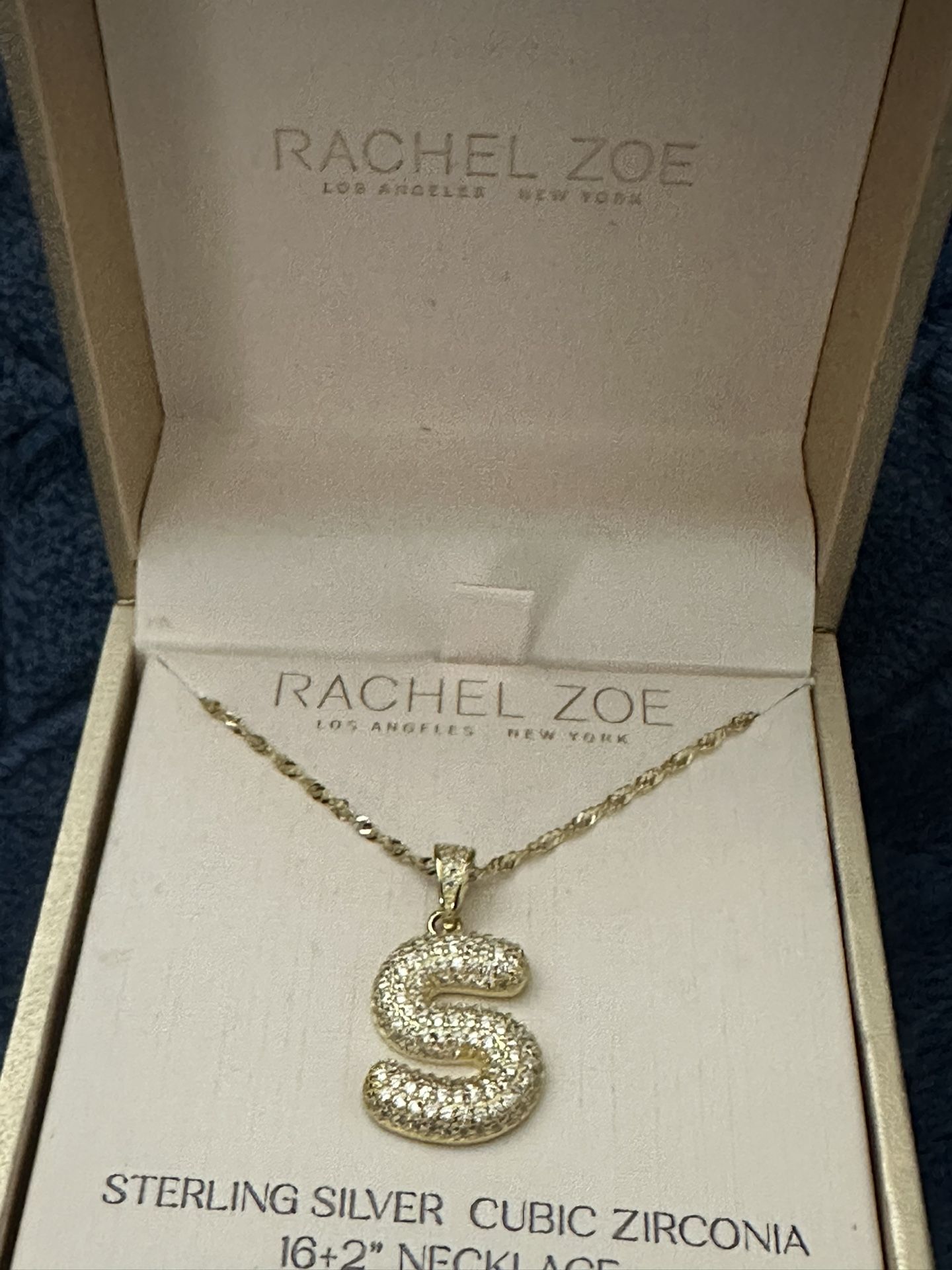 Rachel Zoe Sterling Silver Goldtone Initial Necklace - letter S