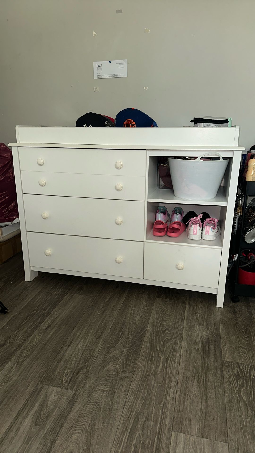 White Dresser 4 Drawers 2 Shelves