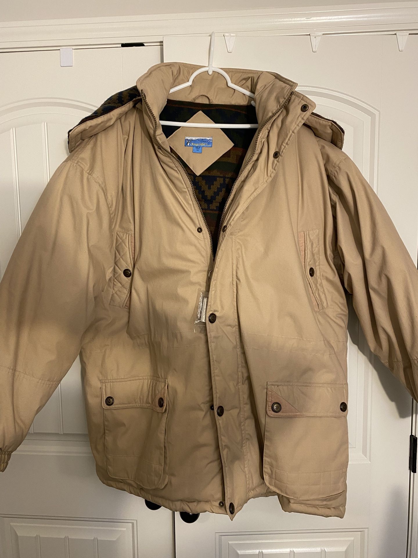 Vintage Haband Stag Hill Men’s Winter Heavy Parka Coat Size 3XL; Removable Hood; Tan/Beige