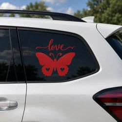 Red Vinyl Decal Bundle Heart Butterflies Cupid 5 Piece Romantic Set