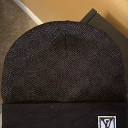 Black designer beanie