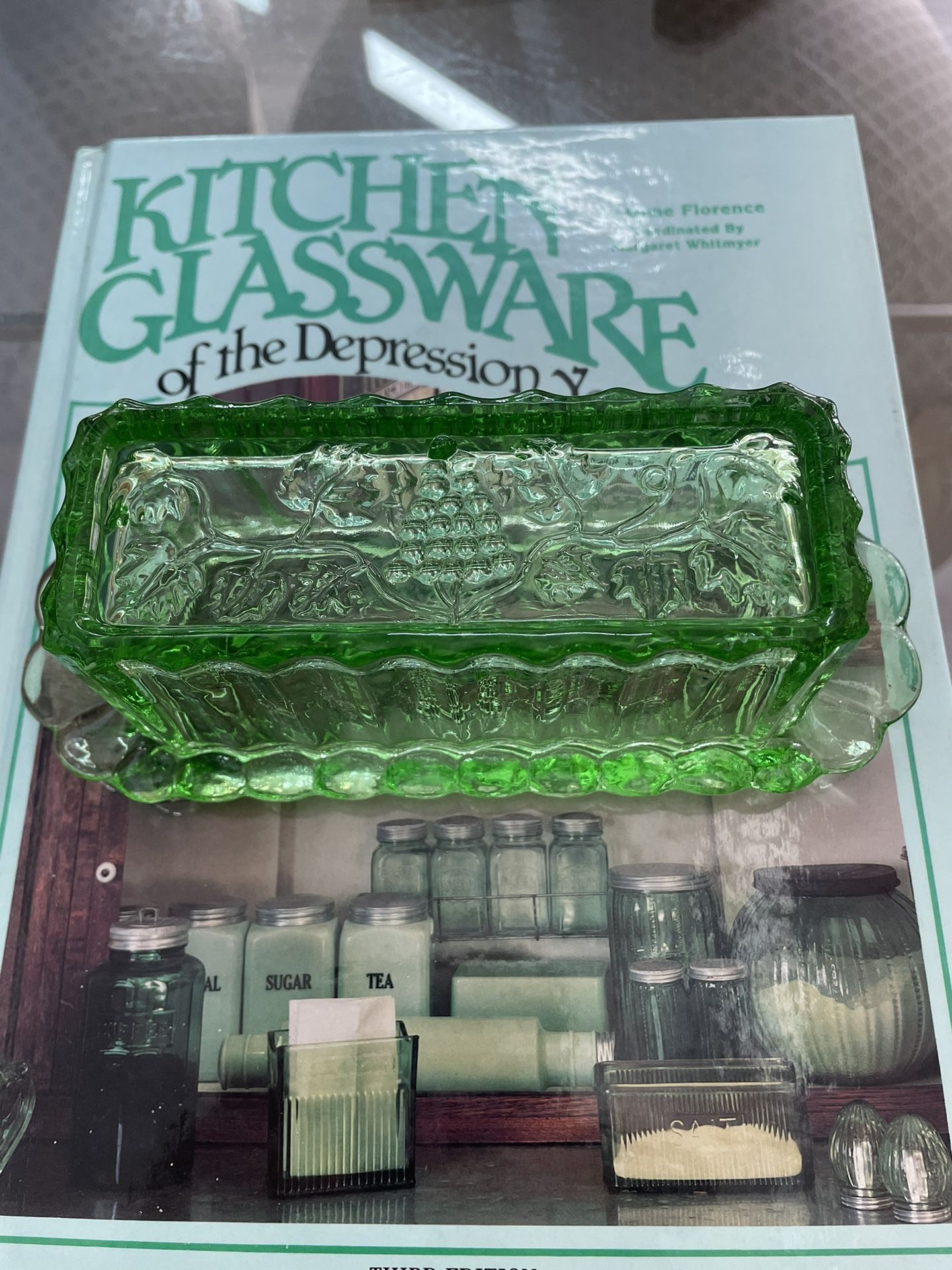 Uranium Depression, Era, Green Glass, Butter Dish, And Cover