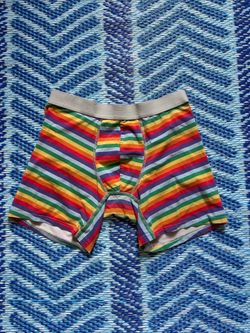 Rainbow striped boxer shorts with horizontal stripes in multiple colors #rainbow #boxers