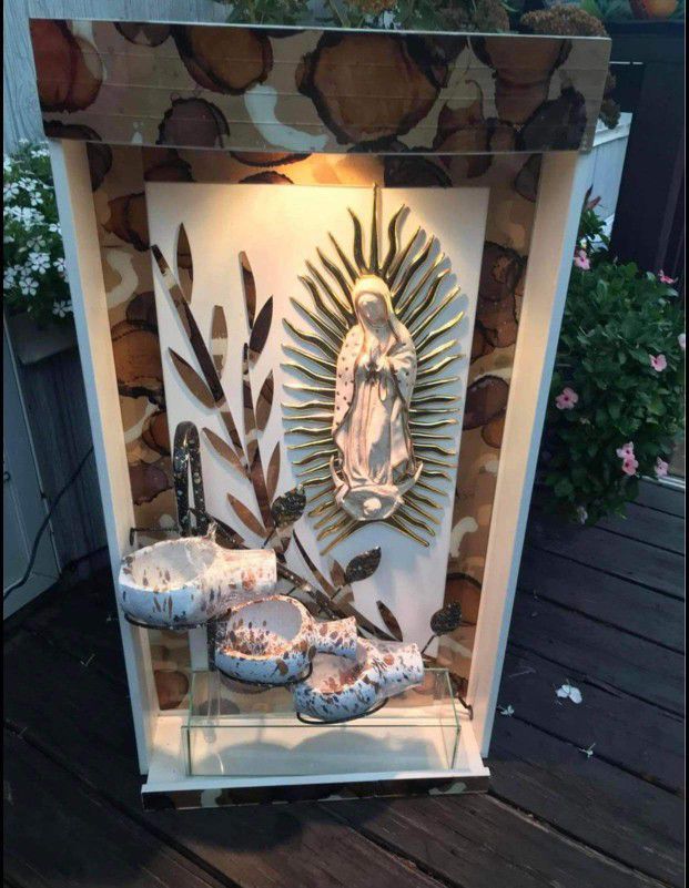Virgin De Guadalupe Water Fountain With Pump Included