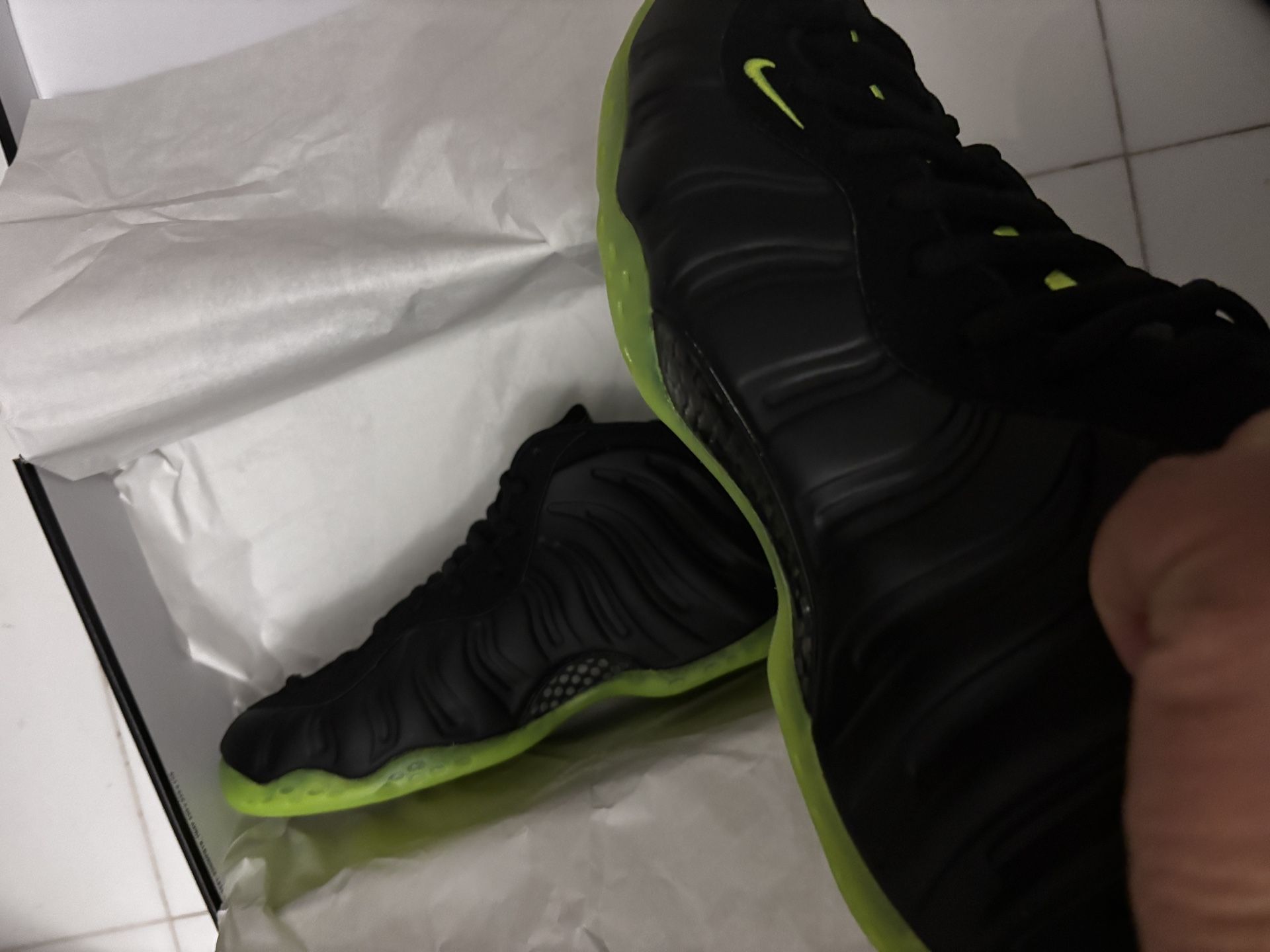 Black/volt Nike Foamposite Brand New, Will Deliver To Yonkers Or Bronx Size 10.5
