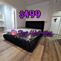 NEW QUEEN BED FRAME AND MATTRESS 