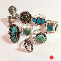 $320/all! Awesome All 925 Sterling Silver Turquoise Rings Collection 