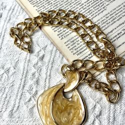 Napier Swirled Enamel Chunky Golden  Chain Link Statement Necklace New never wear maybe has tiny shelf life, but I didn’t find any .  Such a gorgeous 
