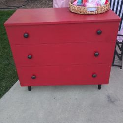 3 Drawer Red Dresser Heavy 