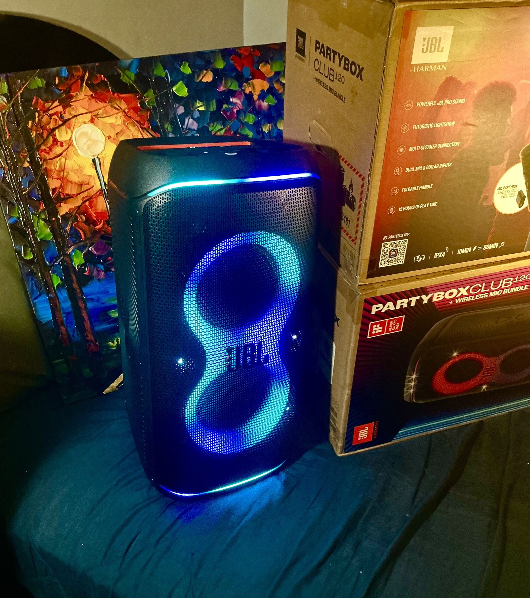 JBL Partybox Club Live 120 Portable Bluetooth Speaker ~ Wireless Mic, LED Lights & Long Battery Life