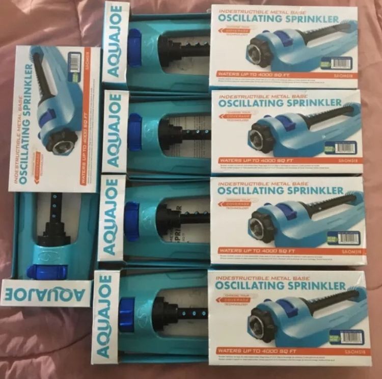 Lot Of 5 Indestructible Metal Base Oscillating Sprinkler Adjustable Spray