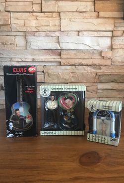 ELVIS PRESLEY SET OF 3 CHRISTMAS ORNAMENTS NEW