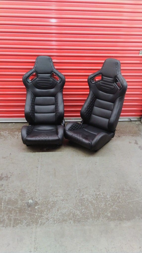 Universal Reclining Racing Seats, Right and Left, Vinyl and Leather