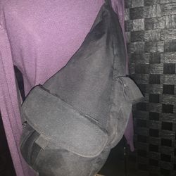 L L Bean Black Nylon Sling Backpack 