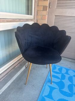 Black suede & Gold Shell Chair