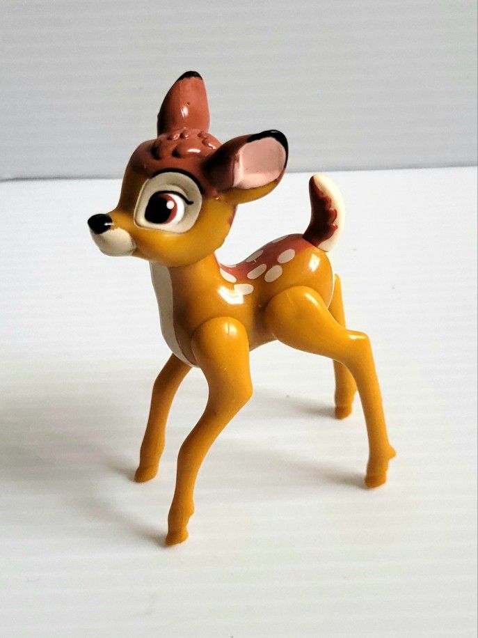 Disney Bambi Figure Deer Fowl PVC Plastic Brown 4 inch Tall .