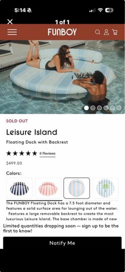 FUNBOY Leisure Island Floating Dock with Backrest