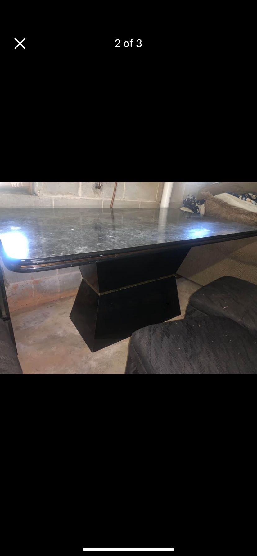 Dining Table with Gold Trim Solid Wood