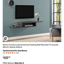 Floating console tv mounting
