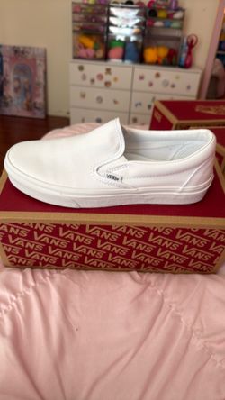 White classic slip on vans