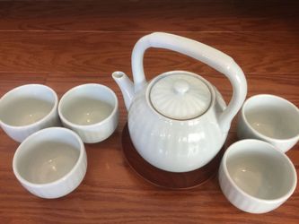 Porcelain Tea Kettle and cups